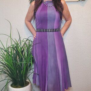 Shades of Purple a line flair w/scoop neck sleeveless stretchy Size 6